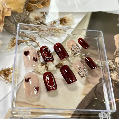 Hot Red Cat's Eye Bride's Wedding Pure Hand-worn Nails null Hot Red Cat's Eye Bride's Wedding Pure Hand-worn Nails Hot Red Cat's Eye Bride's Wedding Pure Hand-worn Nails