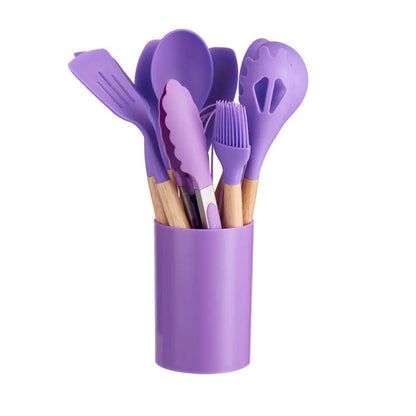 12-piece Silicone Kitchenware With Wooden Handle null