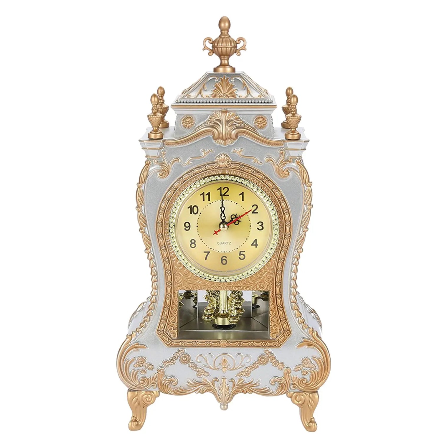 Vintage Style Plastic Table Clock Antique Home Hotel Decorative Desk Alarm Clocks(White) null