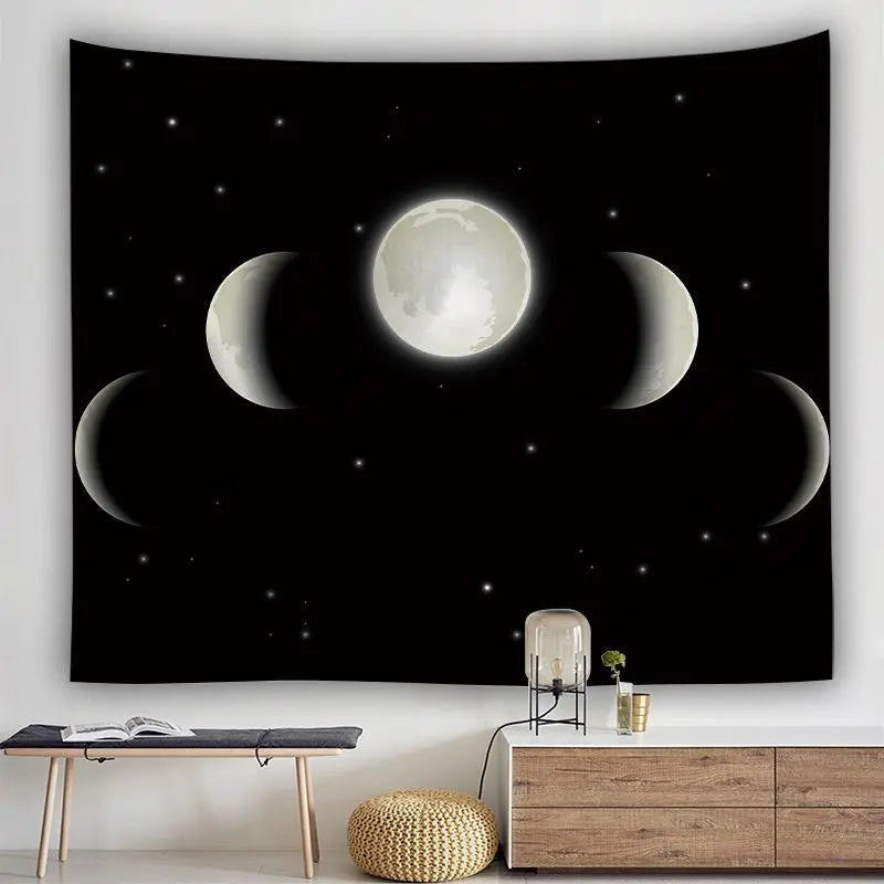 Printed Moon Cycle Tapestry Multifunctional Tapestry Sitting Blanket Wall Hanging null