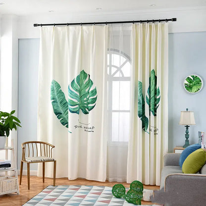 Banana leaf digital printing curtain null