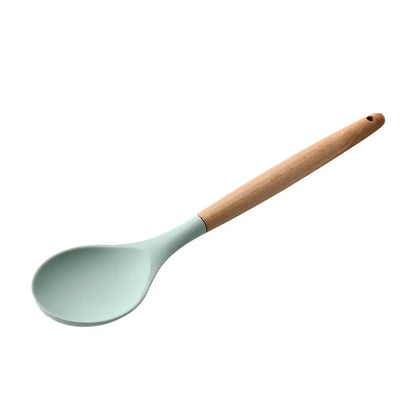 Silicone Kitchenware With Wooden Handle null