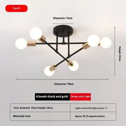 Branch Type Ceiling Lamp Living Room Dining Room Lighting Led Iron Lamp null