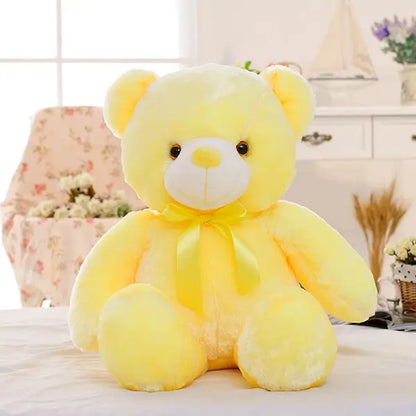 Creative Light Up LED Teddy Bear Stuffed Animals Plush Toy Colorful Glowing Christmas Gift For Kids Pillow null