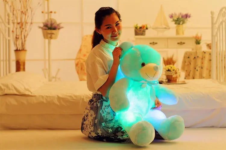 Creative Light Up LED Teddy Bear Stuffed Animals Plush Toy Colorful Glowing Christmas Gift For Kids Pillow null