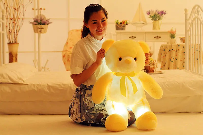 Creative Light Up LED Teddy Bear Stuffed Animals Plush Toy Colorful Glowing Christmas Gift For Kids Pillow null