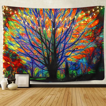 Colorful tree forest tapestry null