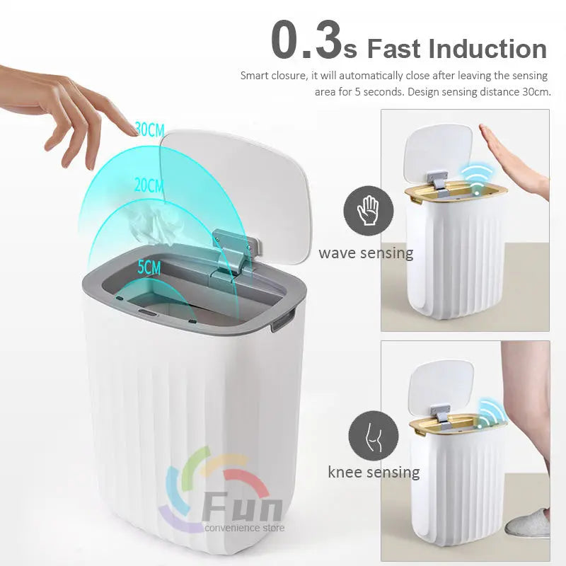 Smart Trash Can With Lid For Bedroom And Living Room Kitchen Storage Box Trash Can Induction Small Car Box Automatic Smart Dustbin Smart Trash Bin null