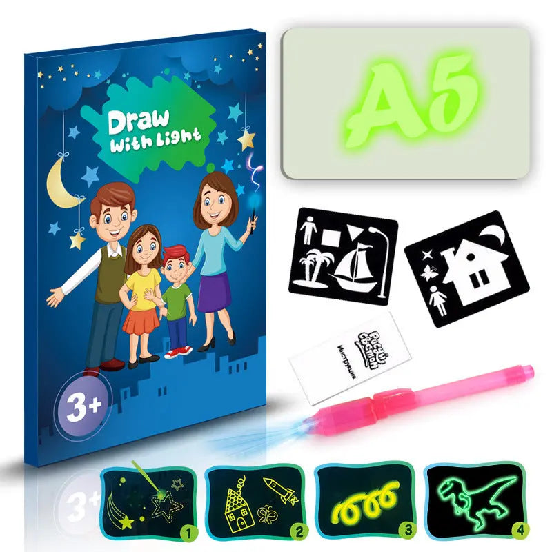 Educational Toy Drawing Pad 3D Magic 8 Light Effects Puzzle Board Sketchpad null