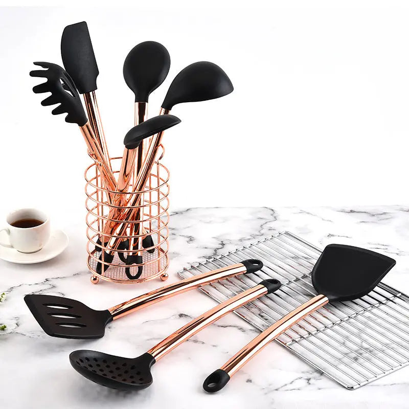 8pcs Stainless Steel Handle Silicone Kitchenware Set null