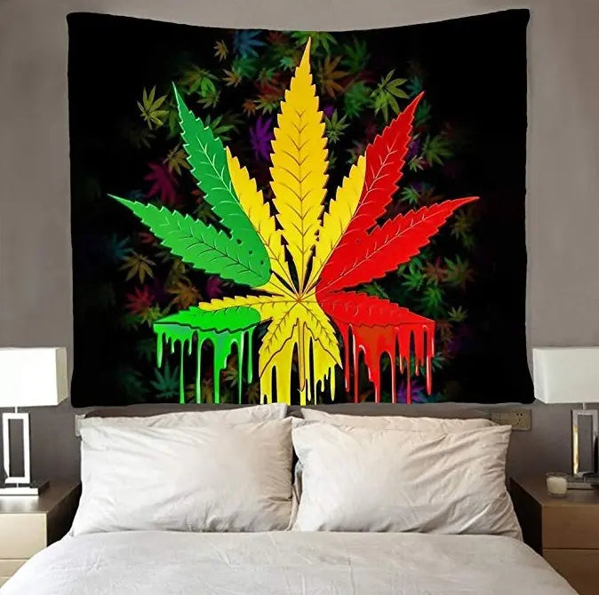 Blankigra Grass Hemp Leaf Tapestry Wall-mounted Tapestry null