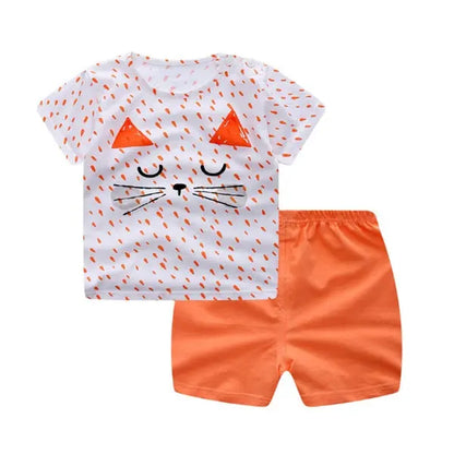 Cartoon Clothing Baby Boy Summer Clothes T-shirt Baby Girl Casual Clothing Sets null