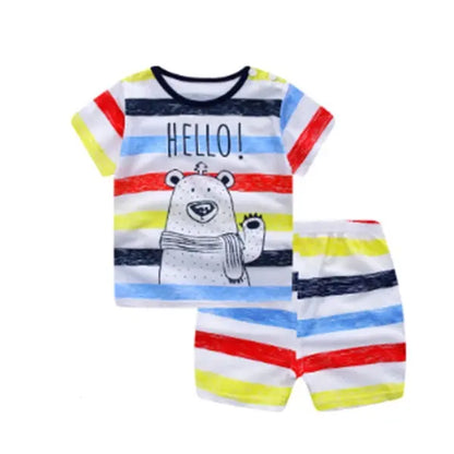 Cartoon Clothing Baby Boy Summer Clothes T-shirt Baby Girl Casual Clothing Sets null