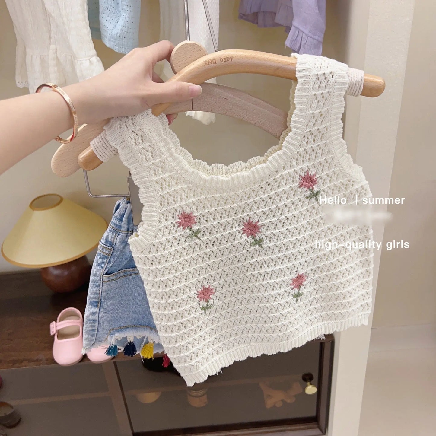 Hollow Children Straps Baby Thin Vest Children's Clothing null