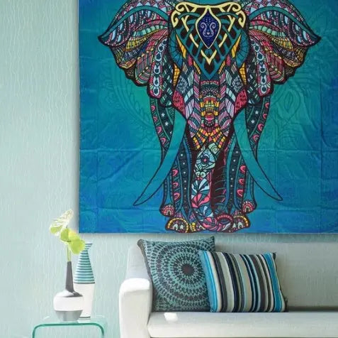 Turquoise Great Elephant Tapestry null