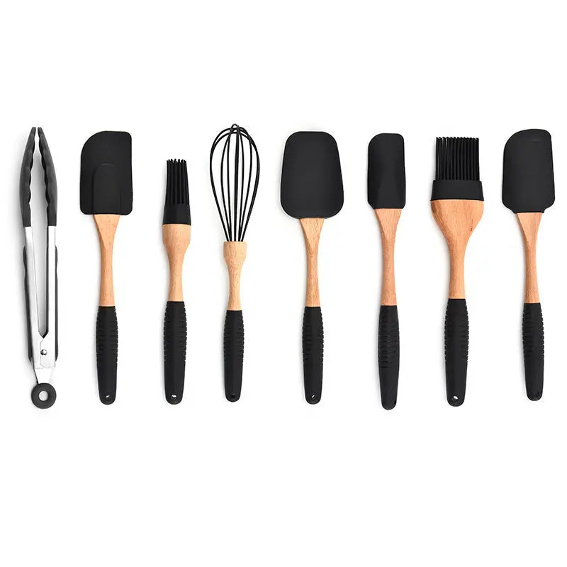 Kitchen Baking Gadgets Wooden Handle Silicone Kitchenware Storage null