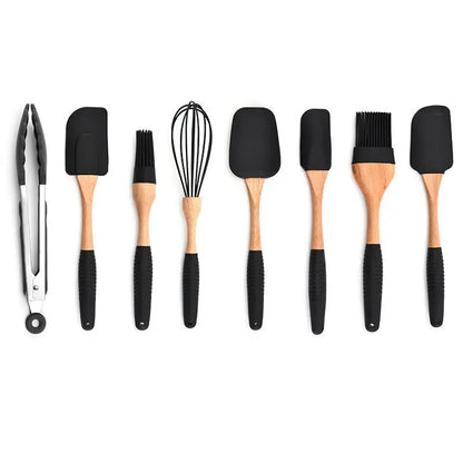 Kitchen Baking Gadgets Wooden Handle Silicone Kitchenware Storage null