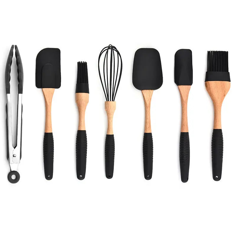 Kitchen Baking Gadgets Wooden Handle Silicone Kitchenware Storage null