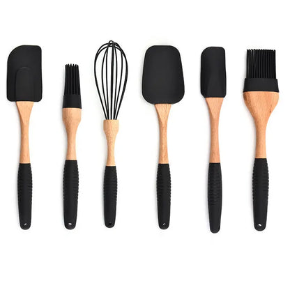 Kitchen Baking Gadgets Wooden Handle Silicone Kitchenware Storage null