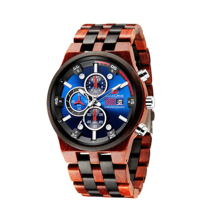 Luminous Sports Multifunctional Quartz Wood Watch null Luminous Sports Multifunctional Quartz Wood Watch