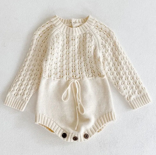 Girl Baby Knitted Hollow Waist Girdle Long Sleeves Harpy Dress Triangle null