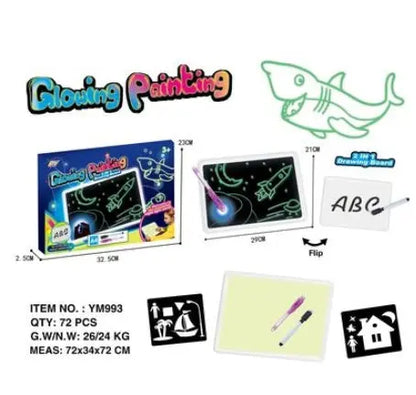 Educational Toy Drawing Pad 3D Magic 8 Light Effects Puzzle Board Sketchpad null