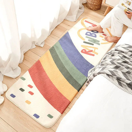 Cute Cartoon Carpet Soft Anti-slip Living Room Carpets Home Decoration Rainbow Printed Kids Room Rugs Entrance Doormat null