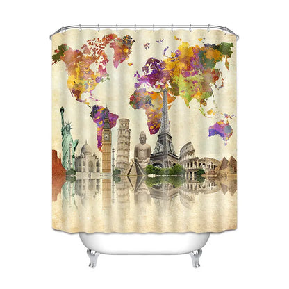 Digital Printing Plus 3 Thick Series Polyester Waterproof Shower Curtain null