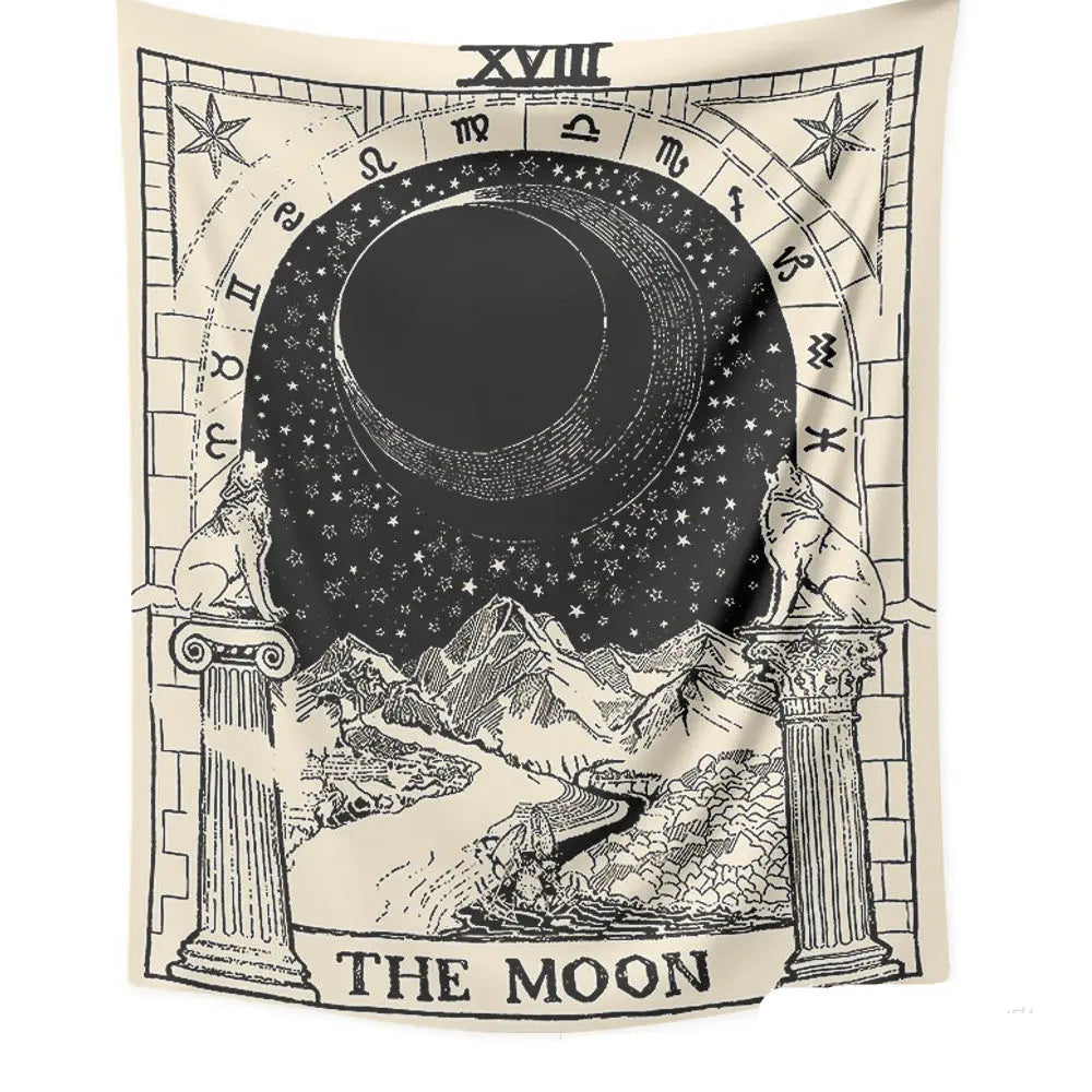 Tarot Card Destiny Astrology Divination Retro Tapestry Wall Tapestry null