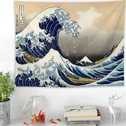 Ukiyo-e Japanese Style Living Room Tapestry Wave Tapestry Decoration null