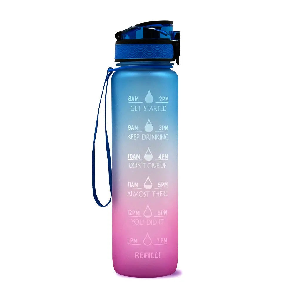 1L Tritan Water Bottle With Time Marker Bounce Cover Motivational Water Bottle Cycling Leakproof Cup For Sports Fitness Bottles null