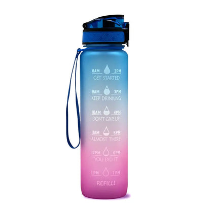 1L Tritan Water Bottle With Time Marker Bounce Cover Motivational Water Bottle Cycling Leakproof Cup For Sports Fitness Bottles null