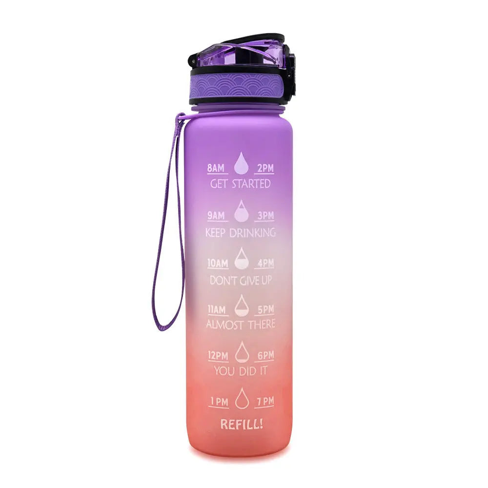 1L Tritan Water Bottle With Time Marker Bounce Cover Motivational Water Bottle Cycling Leakproof Cup For Sports Fitness Bottles null