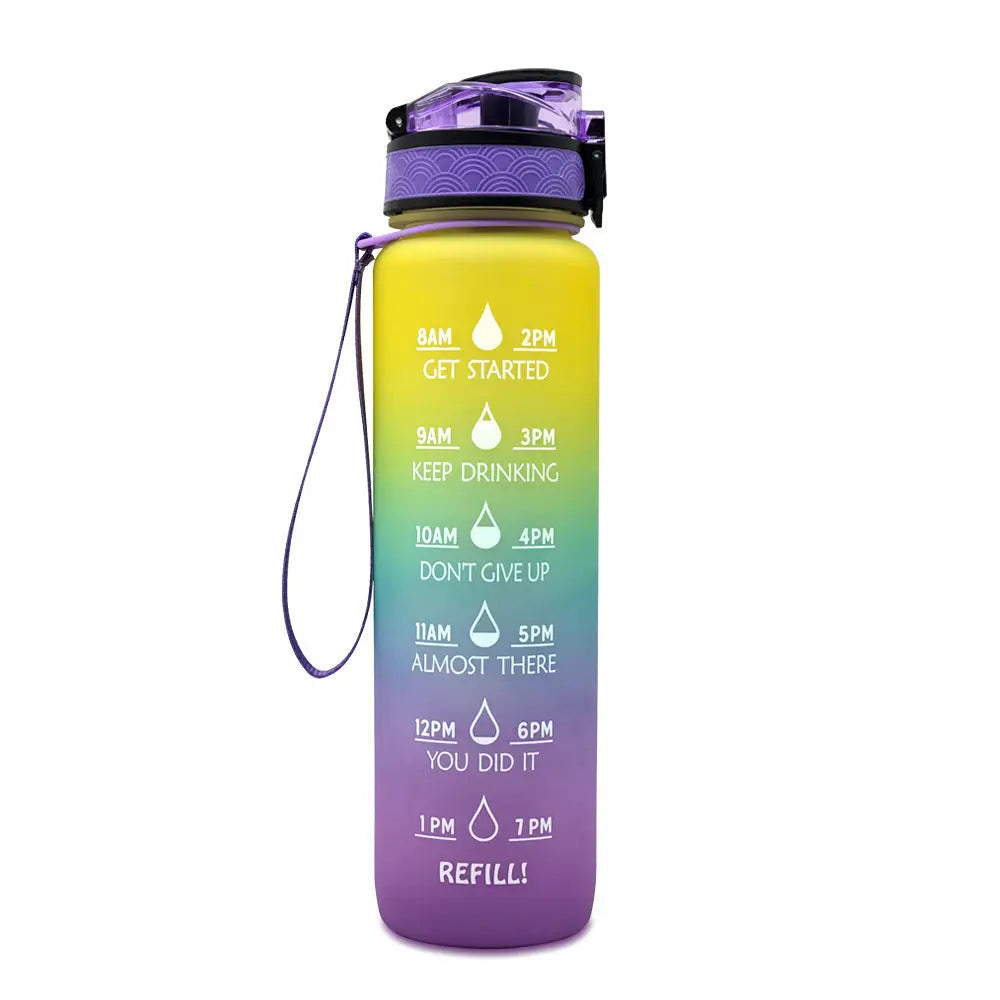 1L Tritan Water Bottle With Time Marker Bounce Cover Motivational Water Bottle Cycling Leakproof Cup For Sports Fitness Bottles null