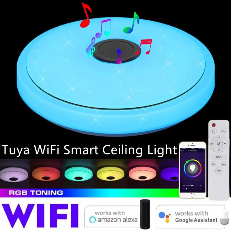 Tuya Wifi Smart Ceiling Light Led Colorful App Remote Control Bluetooth Lamps Alexa Google Home Cross-Border null