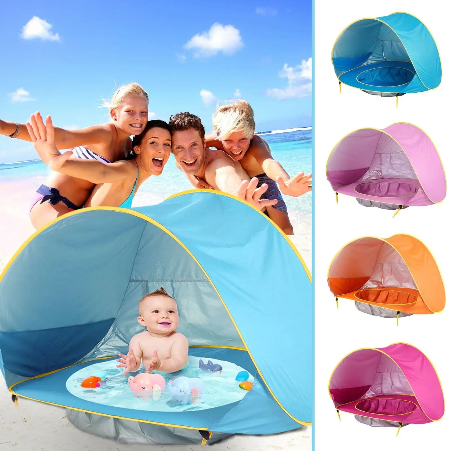 Baby Beach Tent Kids Outdoor Camping Easy Fold Up Waterproof  Up Sun Awning Tent UV-protecting null