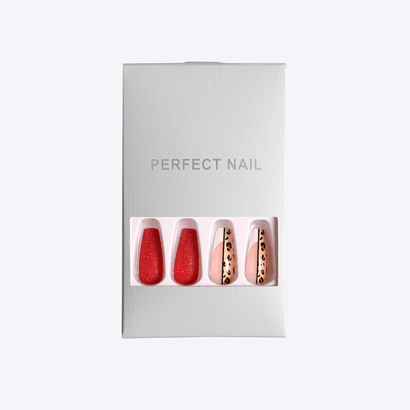 Red   Color Leopard Print Ballet False Nails null Red   Color Leopard Print Ballet False Nails Red   Color Leopard Print Ballet False Nails