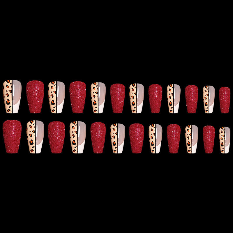 Red   Color Leopard Print Ballet False Nails null Red   Color Leopard Print Ballet False Nails Red   Color Leopard Print Ballet False Nails