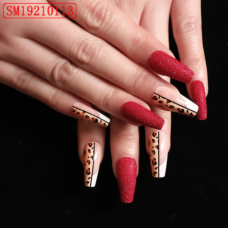 Red   Color Leopard Print Ballet False Nails null Red   Color Leopard Print Ballet False Nails Red   Color Leopard Print Ballet False Nails