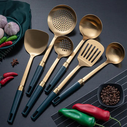 Stainless Steel Emerald Gold-plated Kitchenware Set null