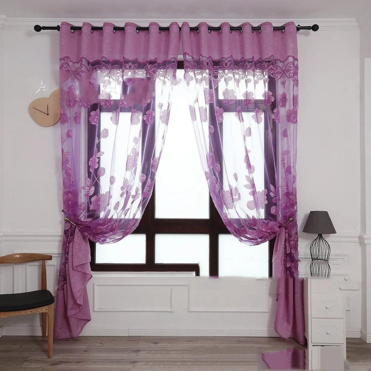 Modern and simple flower blooming rich and honorable big peony jacquard burnt-out window screen curtain null