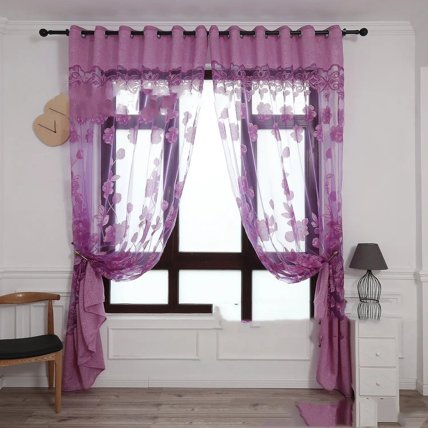 Modern and simple flower blooming rich and honorable big peony jacquard burnt-out window screen curtain null