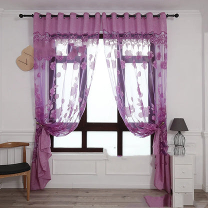 Modern and simple flower blooming rich and honorable big peony jacquard burnt-out window screen curtain null