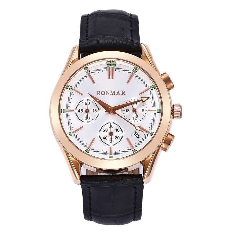 Six-pin quartz leather waterproof casual luminous watch null Six-pin quartz leather waterproof casual luminous watch