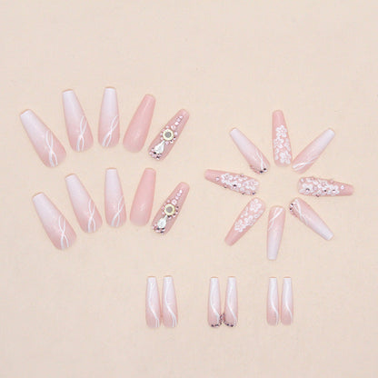 Long Ballet Gradient White Colorful Glitter Tender Girl Fake Nails Wearable null Long Ballet Gradient White Colorful Glitter Tender Girl Fake Nails Wearable Long Ballet Gradient White Colorful Glitter Tender Girl Fake Nails Wearable