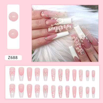 Long Ballet Diamond Long French Fake Nails null Long Ballet Diamond Long French Fake Nails Long Ballet Diamond Long French Fake Nails