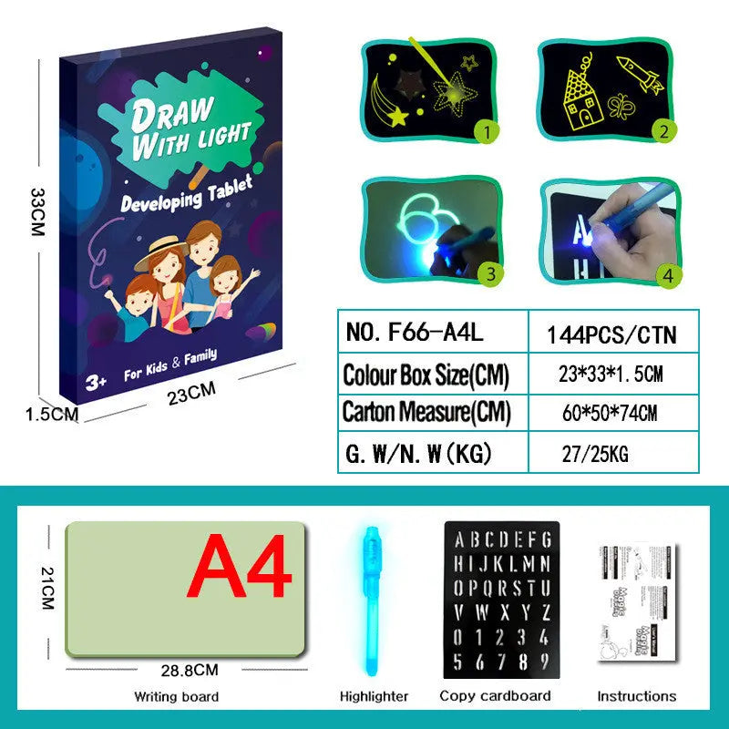 Educational Toy Drawing Pad 3D Magic 8 Light Effects Puzzle Board Sketchpad null