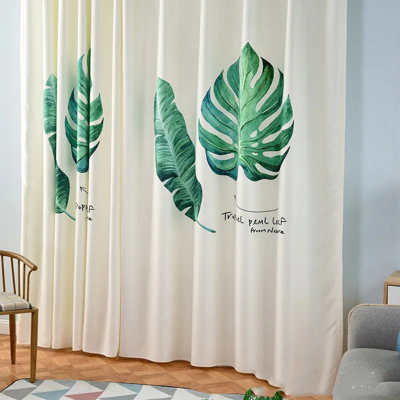 Banana leaf digital printing curtain null