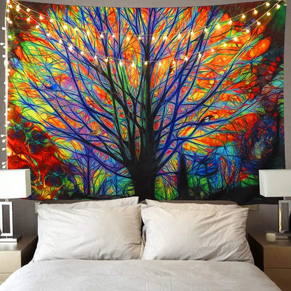 Colorful tree forest tapestry null