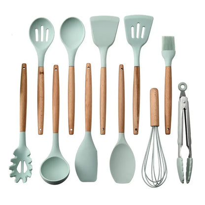 Silicone Kitchenware With Wooden Handle null